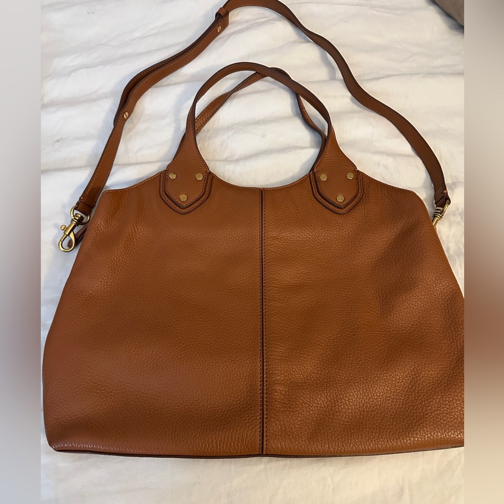 Brown leather bags with 2 handles